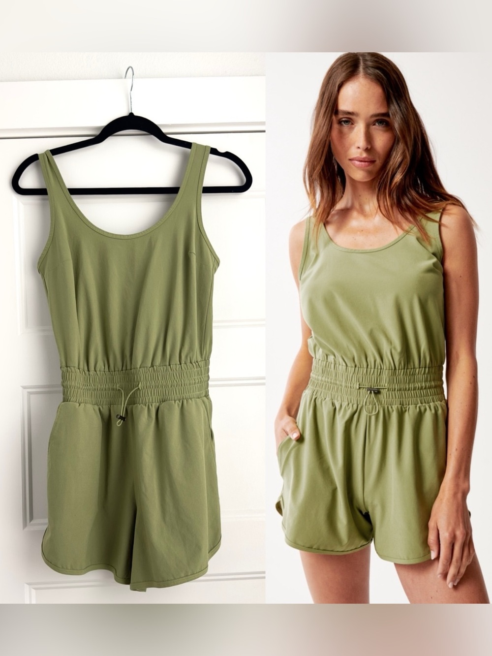 ✨ABERCROMBIE & FITCH Traveler Elastic Waist Romper Green Size XS Tall